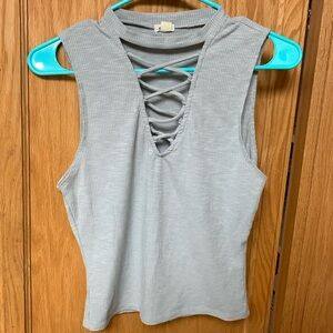 Gray Tank Top With Front Cut Out